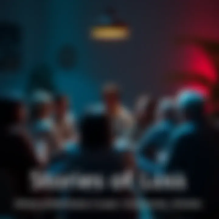 A group of people sitting in a circle sharing their experiences of loss and recovery, showing emotions and support for one another.