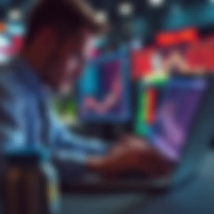 A person carefully analyzing sports betting odds on a laptop while calculating potential profits, symbolizing patience and strategy in betting.