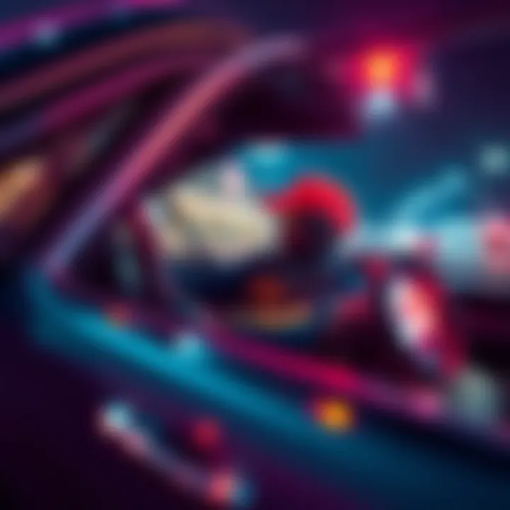 Street racer revving up for a cash race A street racer sits in a modified car, preparing to race for money under neon lights