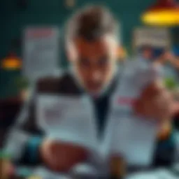 Individual looking worried while holding unpaid bills and a gambling loss statement, showing signs of financial struggle and regret