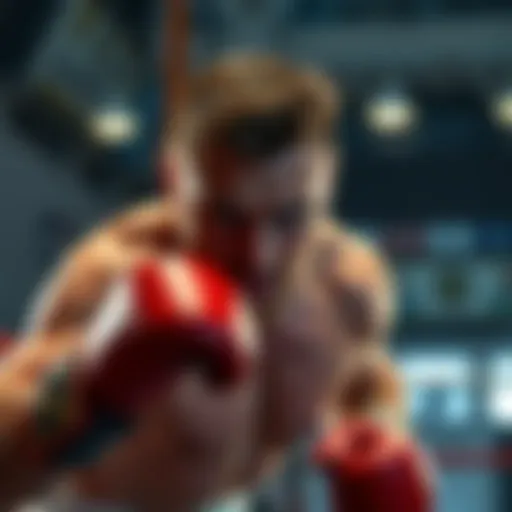 Strickland in a boxing stance, focused and ready, with a determined expression on his face.