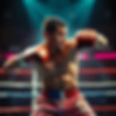 Strickland Fighting in the Ring Strickland boxing in the ring, showing determination and focus during a match