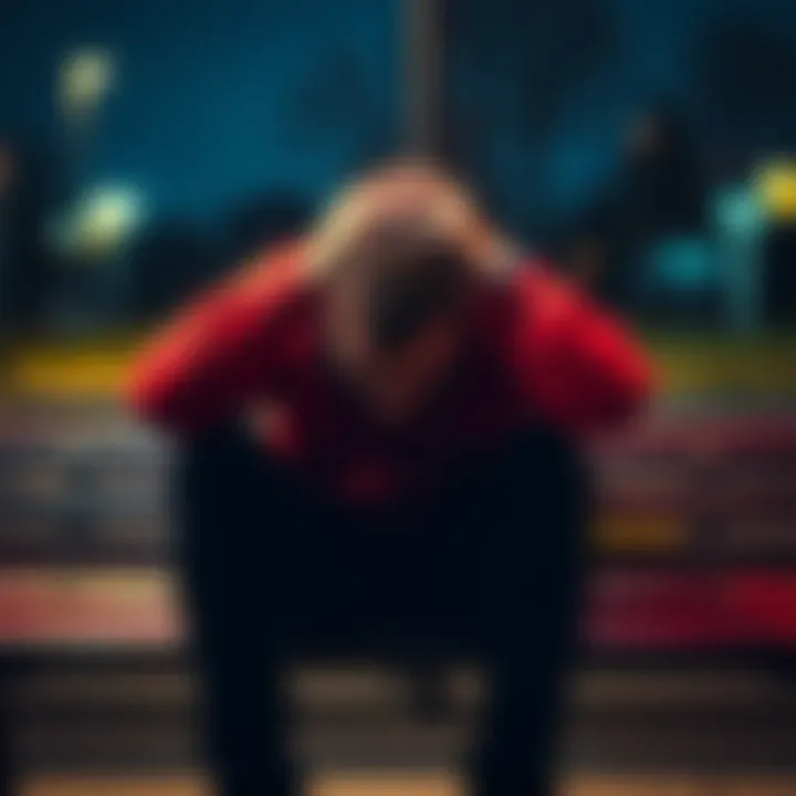 A person sitting on a bench with their head in their hands, showing frustration while trying to quit a habit.