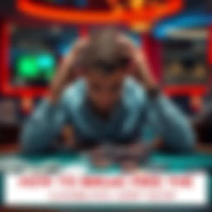A person sitting at a table with cards and chips, showing a distressed expression while holding their head in their hands, symbolizing the struggle with gambling addiction.