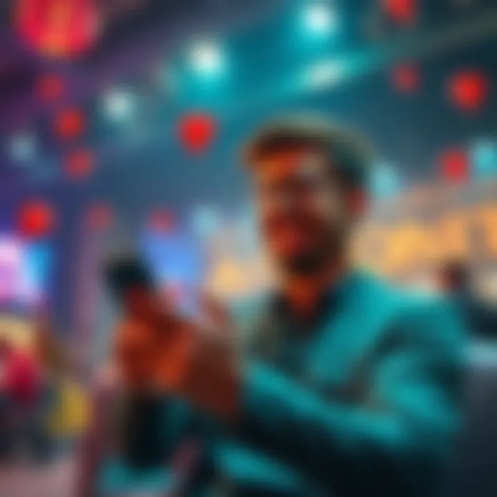 Success with Phl Ruby App A person celebrating their winnings while looking at their phone showing the Phl Ruby app