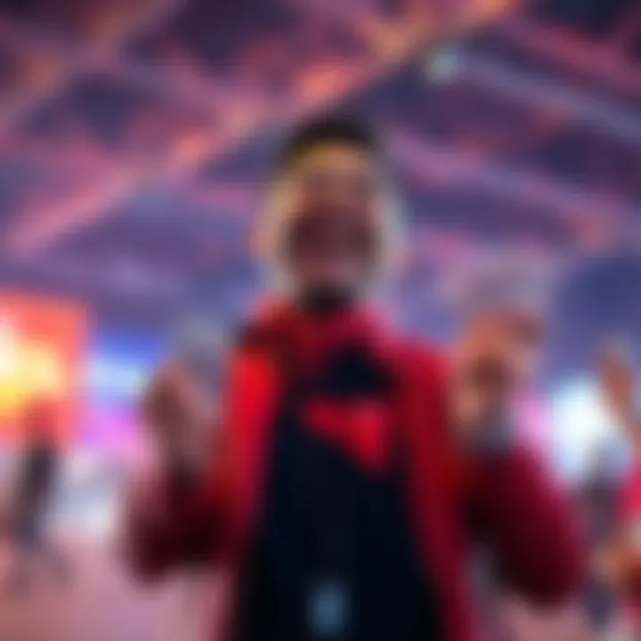 A person celebrating a cash-out victory with money in hand and a big smile