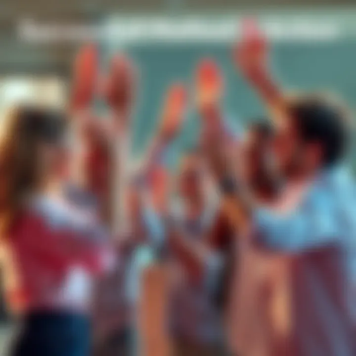 Successful Method in Action A group of people celebrating a success with high-fives and smiles, showing excitement over a recent achievement.