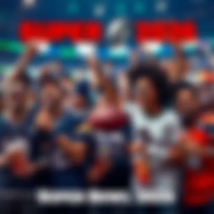 Fans in team jerseys celebrating the upcoming Super Bowl 2026 with football and snacks in hand