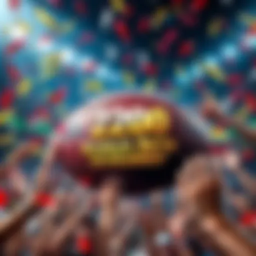 A graphic showing a football with a $200 bonus bet announcement, surrounded by confetti and cheering fans, representing a giveaway during Super Bowl Weekend.