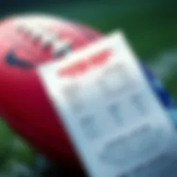 A close-up of a betting slip with National Anthem odds for the Super Bowl, showing unexpected changes in lines, with a football in the background.