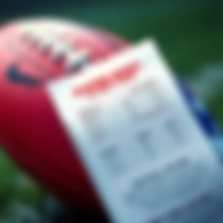 A close-up of a betting slip with National Anthem odds for the Super Bowl, showing unexpected changes in lines, with a football in the background.