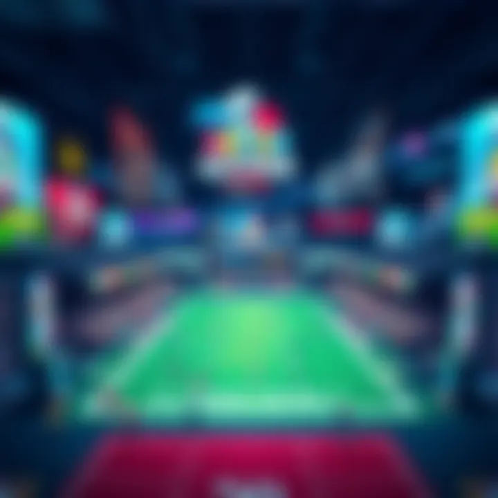 Super Bowl Promotions A vibrant display of Super Bowl promotional materials, including banners and advertisements for betting bonuses.