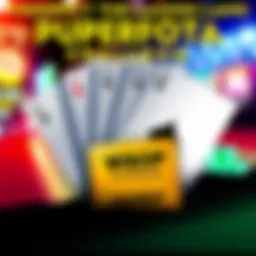 Illustration of four playing cards representing a poker challenge, with a gold ticket for WSOP Express event in the background.