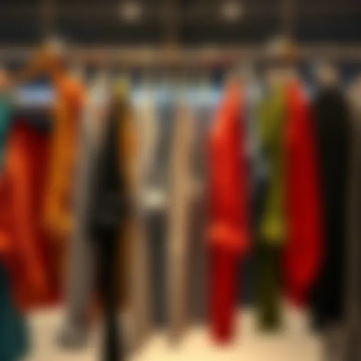 A variety of eco-friendly clothing items displayed on hangers, emphasizing sustainability in fashion.