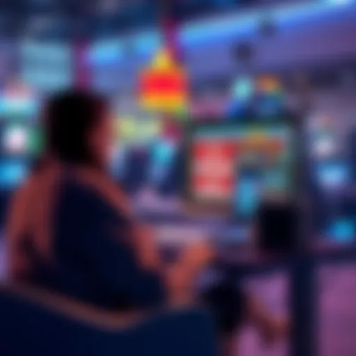 A person sitting at a computer looking at sweepstake casino promotions while spam emails flood their inbox.
