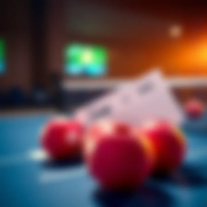 A graphic showing table tennis balls and betting slips, symbolizing profit from table tennis betting.