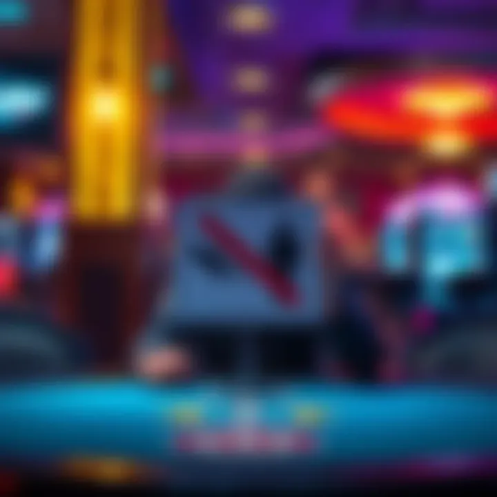 A person sitting at a table with a crossed-out gambling sign, symbolizing self-exclusion for healthier habits.