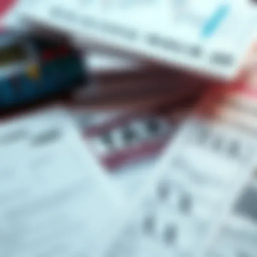 A collection of tax forms alongside sports betting tickets, representing the financial implications of sportsbook winnings.