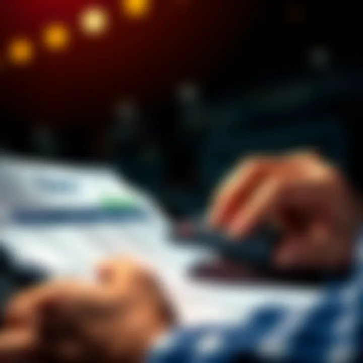 A person reviewing their betting payslip with a calculator, showing a focus on tax deductions.