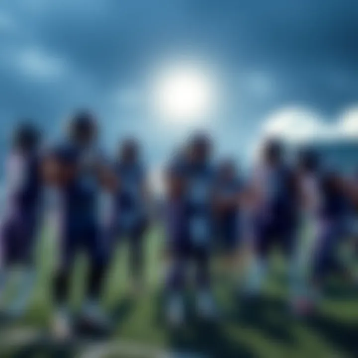 TCU Football Team on Field Texas Christian University football players examining their strategy during a game
