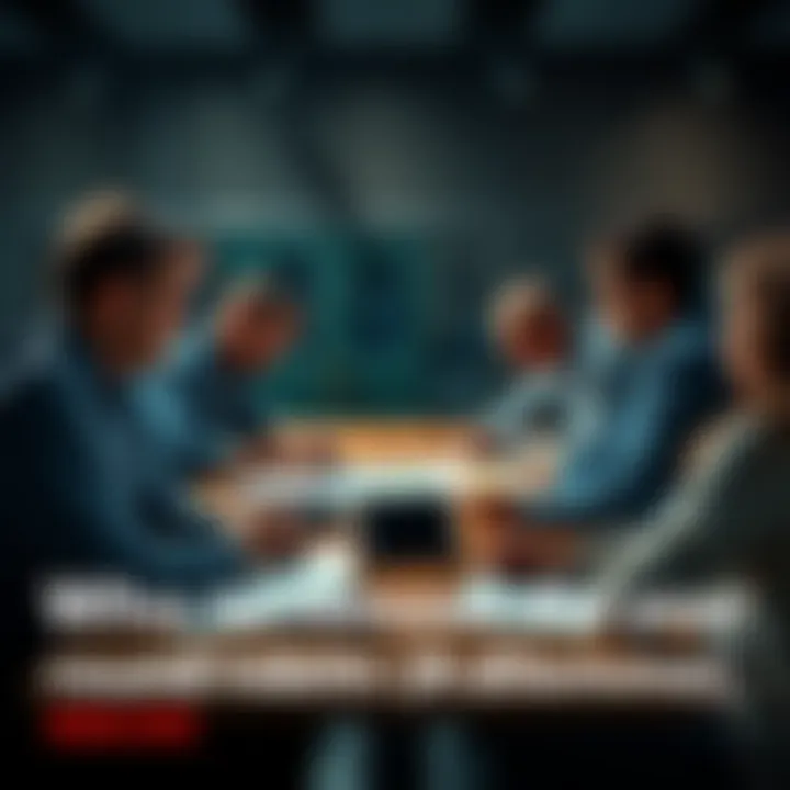 A group of people discussing team roster decisions around a table with charts and notes.