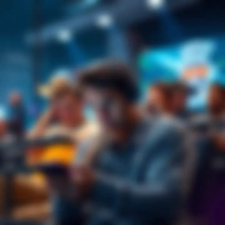A visual representation of team betting challenges on a sports betting platform, depicting frustrated bettors looking at their devices.
