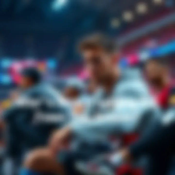 A disappointed player sitting on the bench, looking at the game, showcasing frustration and lack of performance.