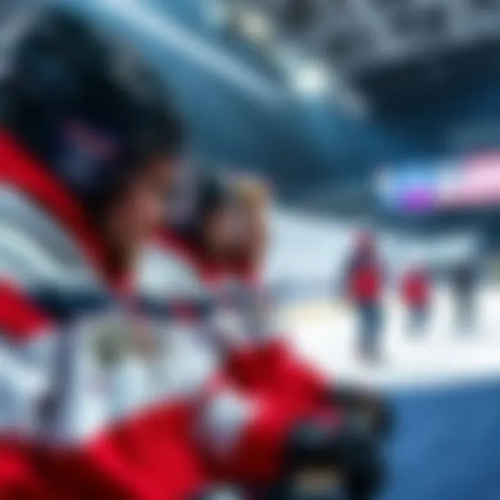 A group of Team USA athletes training for the Winter Olympics, featuring ice hockey, figure skating, and skiing athletes in their gear.