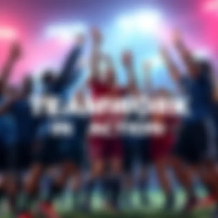 A diverse group of athletes celebrating a win together, showcasing unity and collaboration.