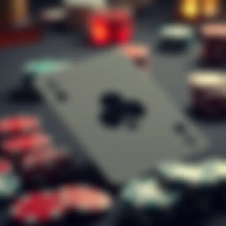 Ten of Clubs poker card The Ten of Clubs card lying on a poker table with chips scattered around, symbolizing a poker game