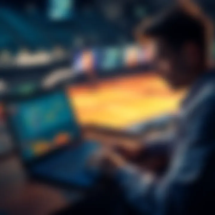 A person analyzing a tennis match on a laptop while placing live bets with charts and statistics visible.