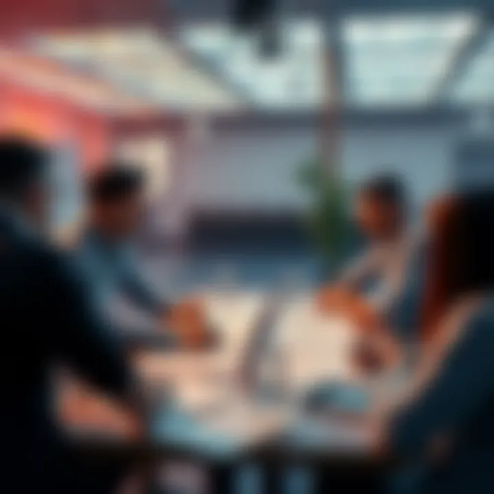 Group of people discussing tennis betting tips with charts and notes on a table