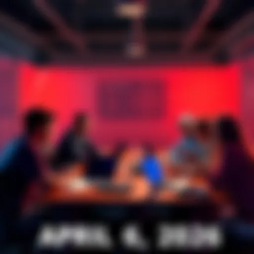 A group of people discussing tennis matches and betting strategies around a table with laptops and notes