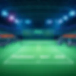 A tennis match in progress with betting odds displayed on a screen