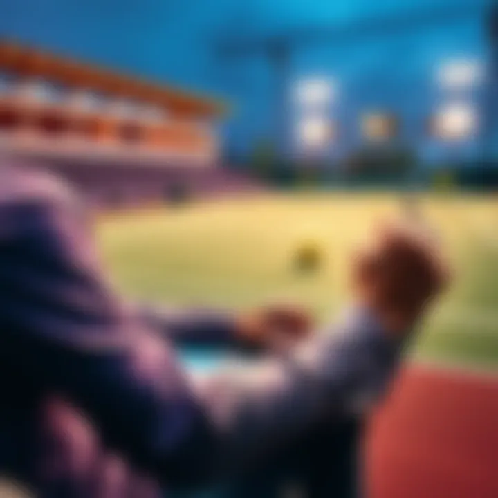 A person reviewing tennis match odds and betting options on a laptop with a tennis court in the background