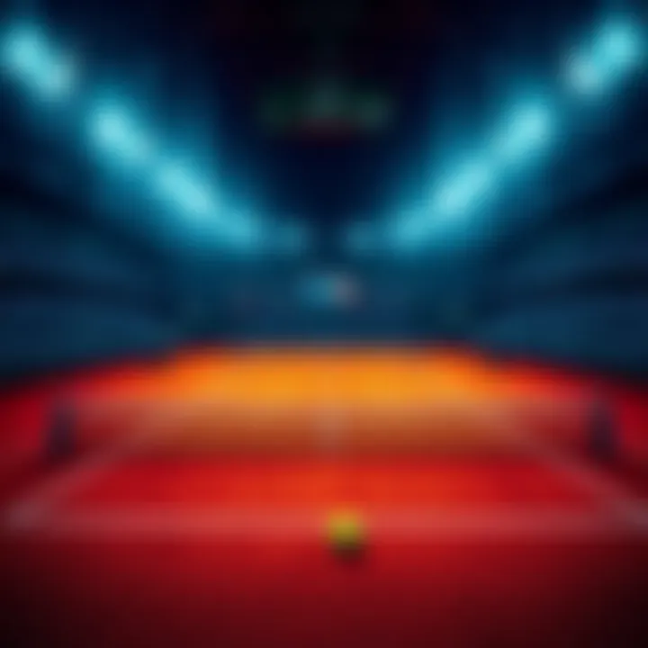A tennis court with betting odds displayed, showing both players and match details for June 15, 2026.