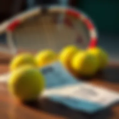 Tennis Betting Picks A close-up of tennis balls and a betting slip on a table, with a tennis racket in the background.