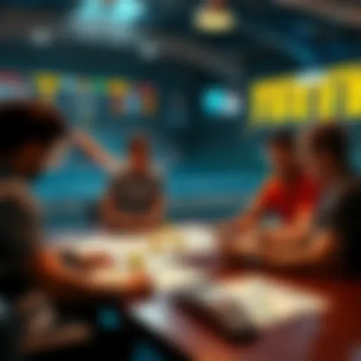 A group of people discussing tennis betting strategies with charts and odds on a table