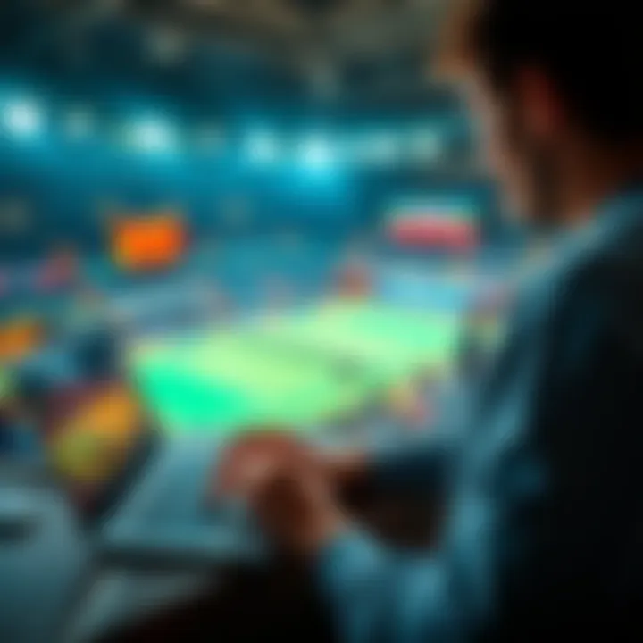 A person analyzing a tennis match while placing bets on a laptop, showcasing tennis betting strategies