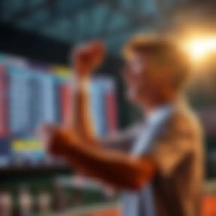 A person celebrating a win while looking at betting odds on a screen