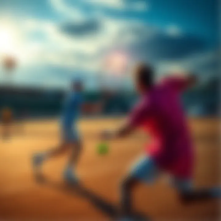 Two tennis players engaged in a match, showcasing the excitement of the 6-point set system