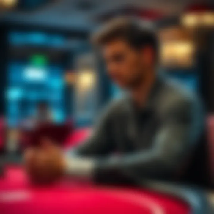 A former professional tennis player sits at a poker table, deep in thought, reflecting on mindset and performance strategies.