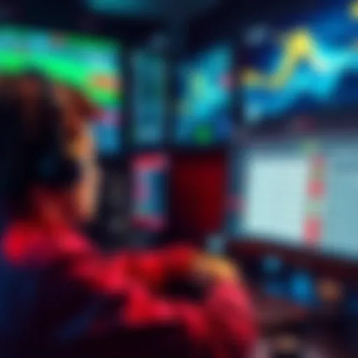 A person reviewing a betting platform on a computer, showing screens with odds and features