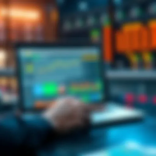 A person analyzing betting data on a laptop with charts and graphs visible