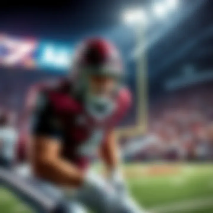 Texas A&M player preparing for a game against Houston, showing determination and focus on the field.