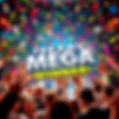 A joyful celebration with confetti and money symbols, representing a Texas Lottery Mega Millions winner