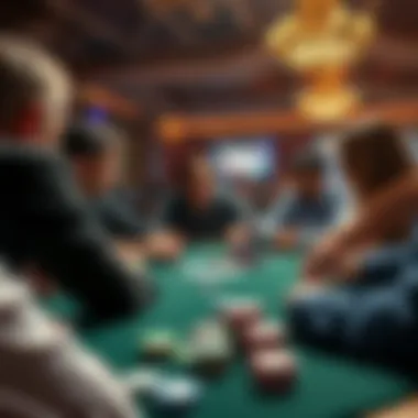 Texas Poker Room Discussion People discussing updates about a poker room in Texas, with poker chips and cards on the table.