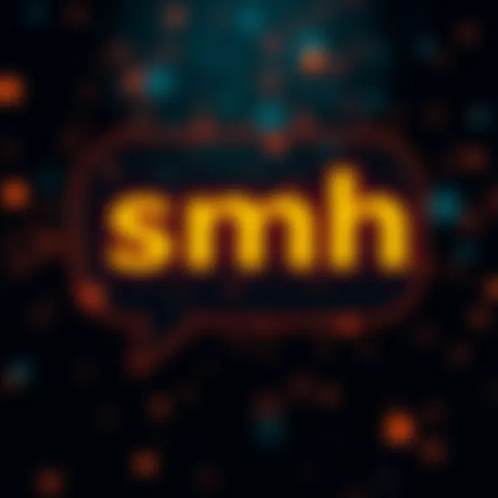 A digital communication text bubble displaying the term 'smh', symbolizing frustration in online discussions.