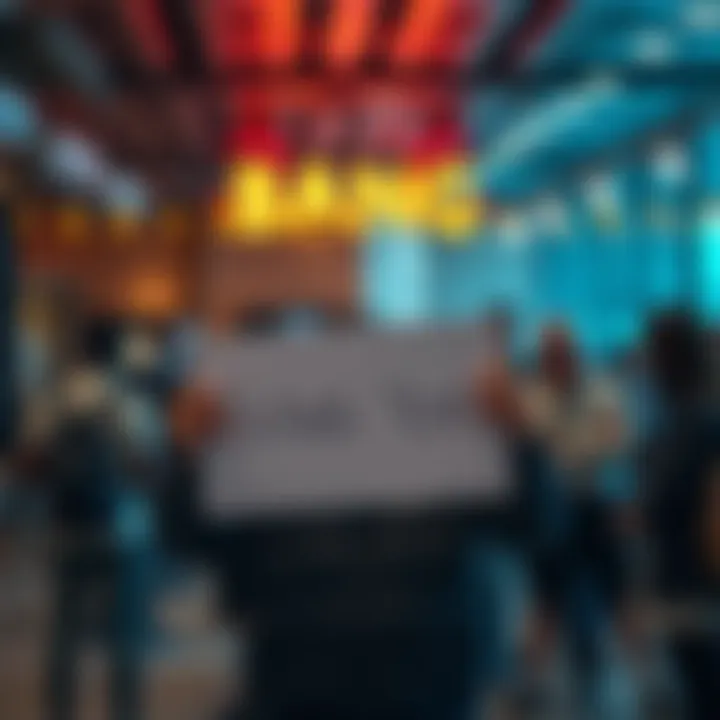 Anonymous Contributor Thank You A person holding a thank you sign with a backdrop of community members engaging in discussion about Bang BANG.