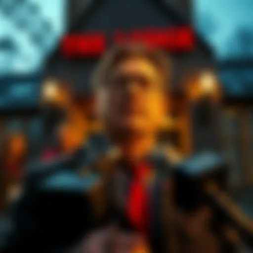 A representative from The Lodge addressing the media outside the building after a recent raid, looking concerned and answering questions.